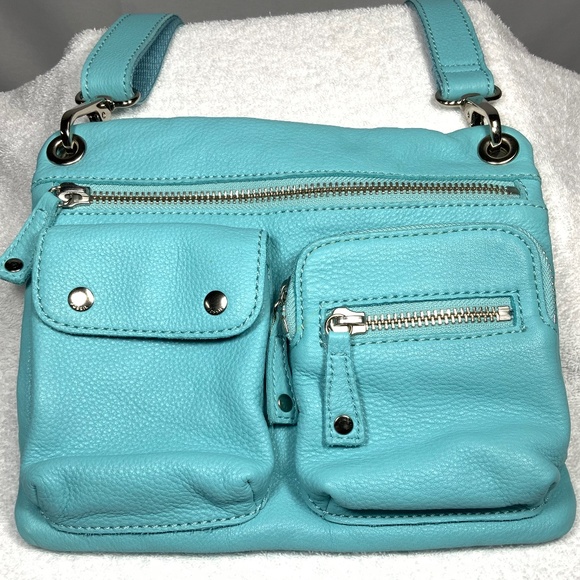 Fossil Light Blue Leather Crossbody - Picture 1 of 16